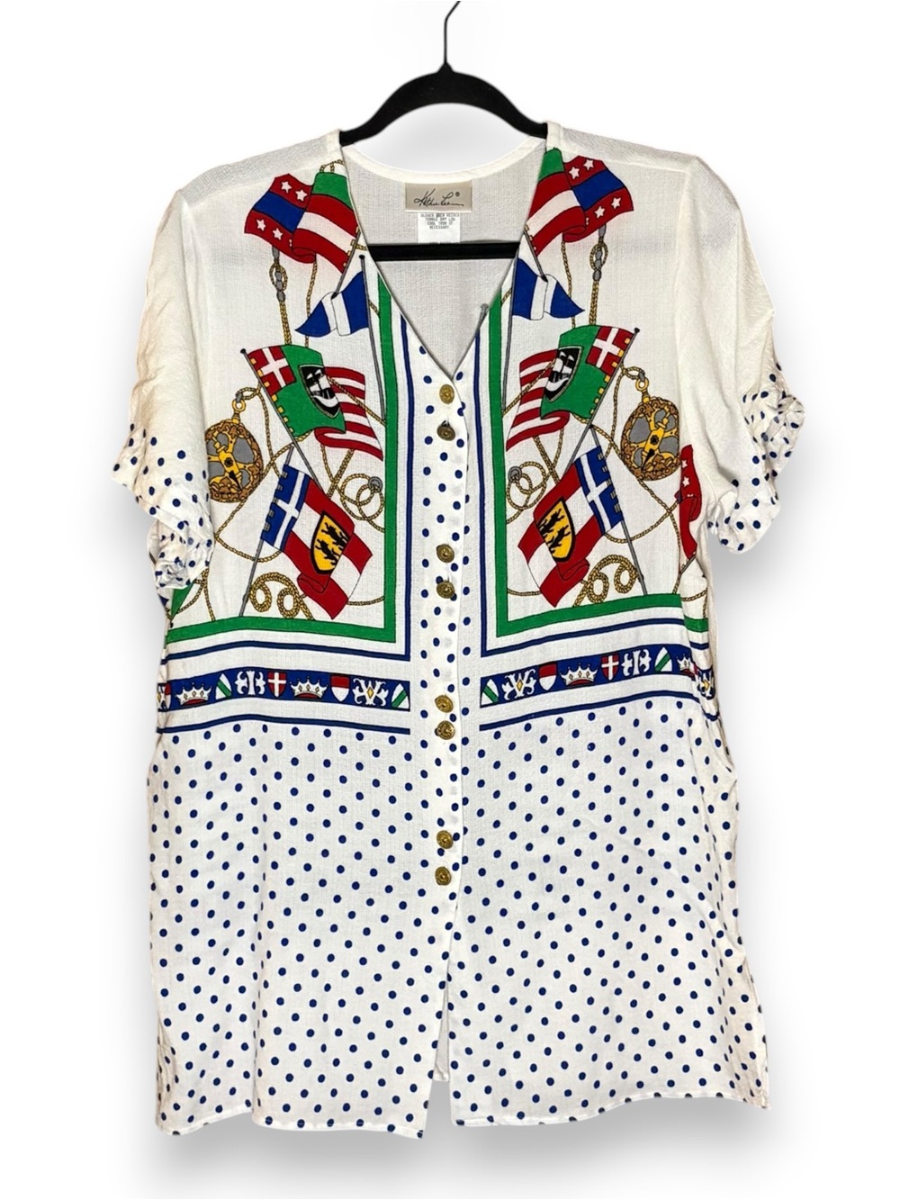 Vintage Kathie Lee Nautical Tunic Top Size 16W Summer Preppy Old Money VTG